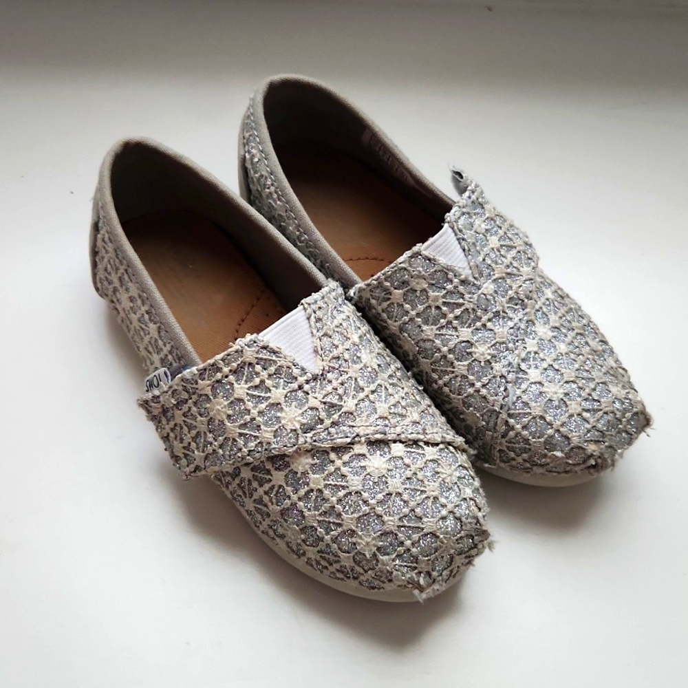 Toms Tiny Alpargata Silver Glitter Toddler 9